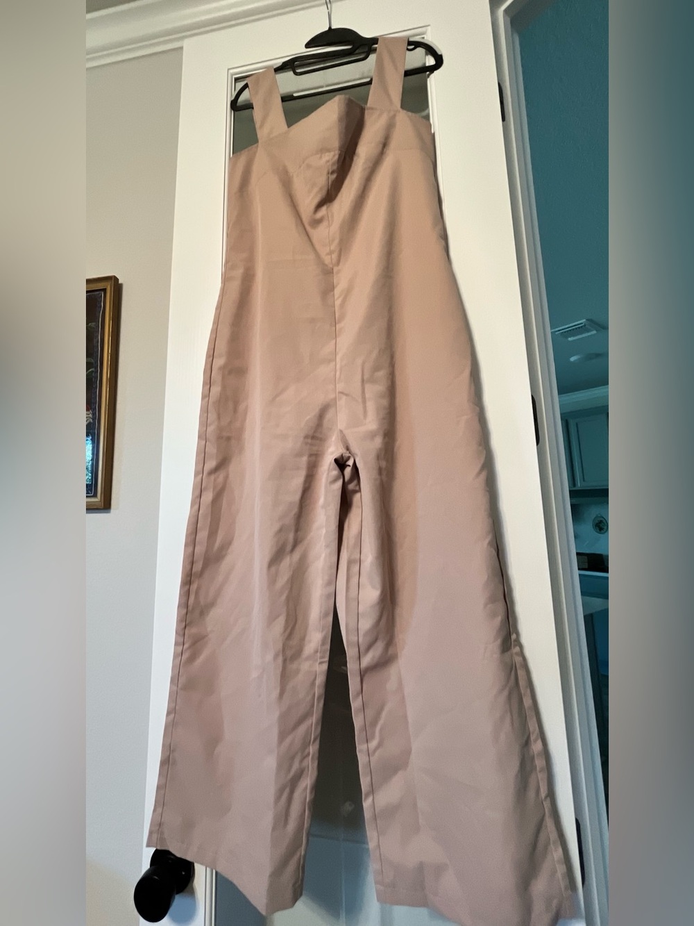 SHEIN Blush-Tan Wide-Leg Jumpsuit with Thick Straps